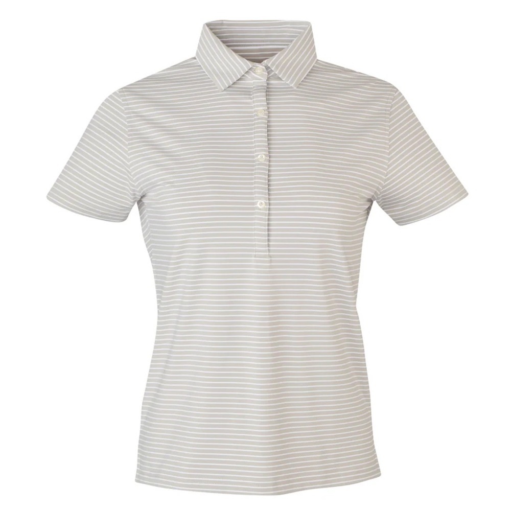 NWT Under Armour Woman’s Small Striped Short Sleeve Gray Collard Polo Shirt